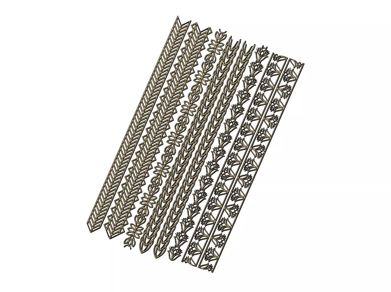 Henna inspired perforated strips with patterns 3D print model_0