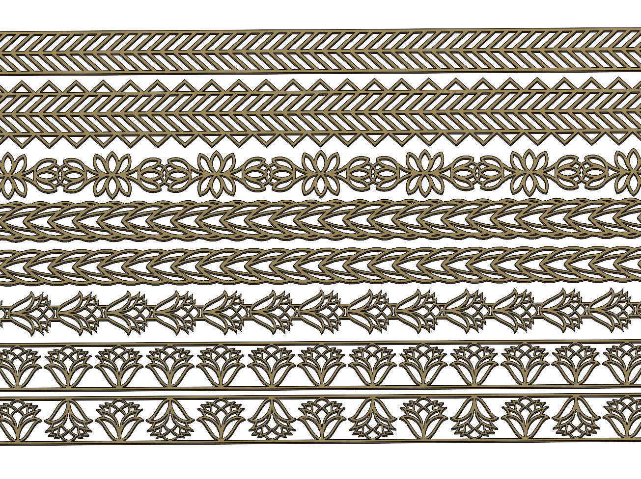 Henna inspired perforated strips with patterns 3D print model_1