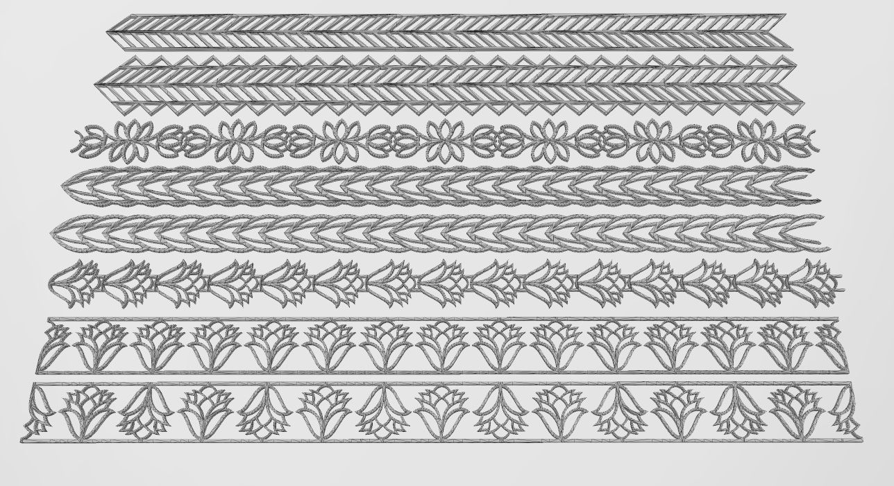 Henna inspired perforated strips with patterns 3D print model_12