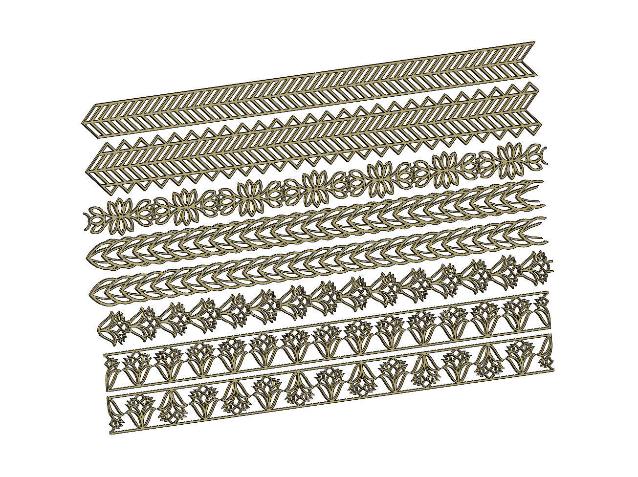 Henna inspired perforated strips with patterns 3D print model_6