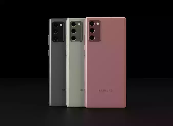 Samsung Galaxy Note 20 In Official Colors Low-poly 3D model