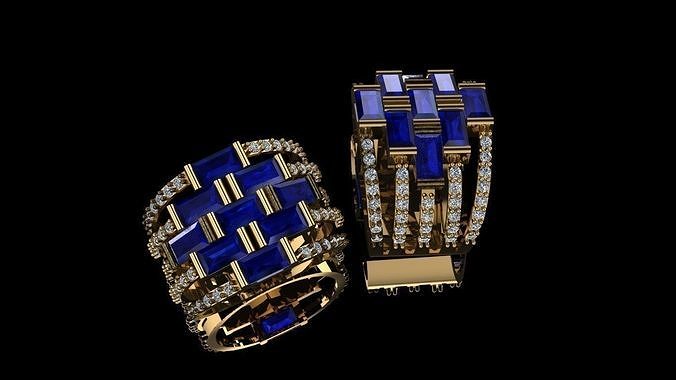 blue sphire ring 3D print model