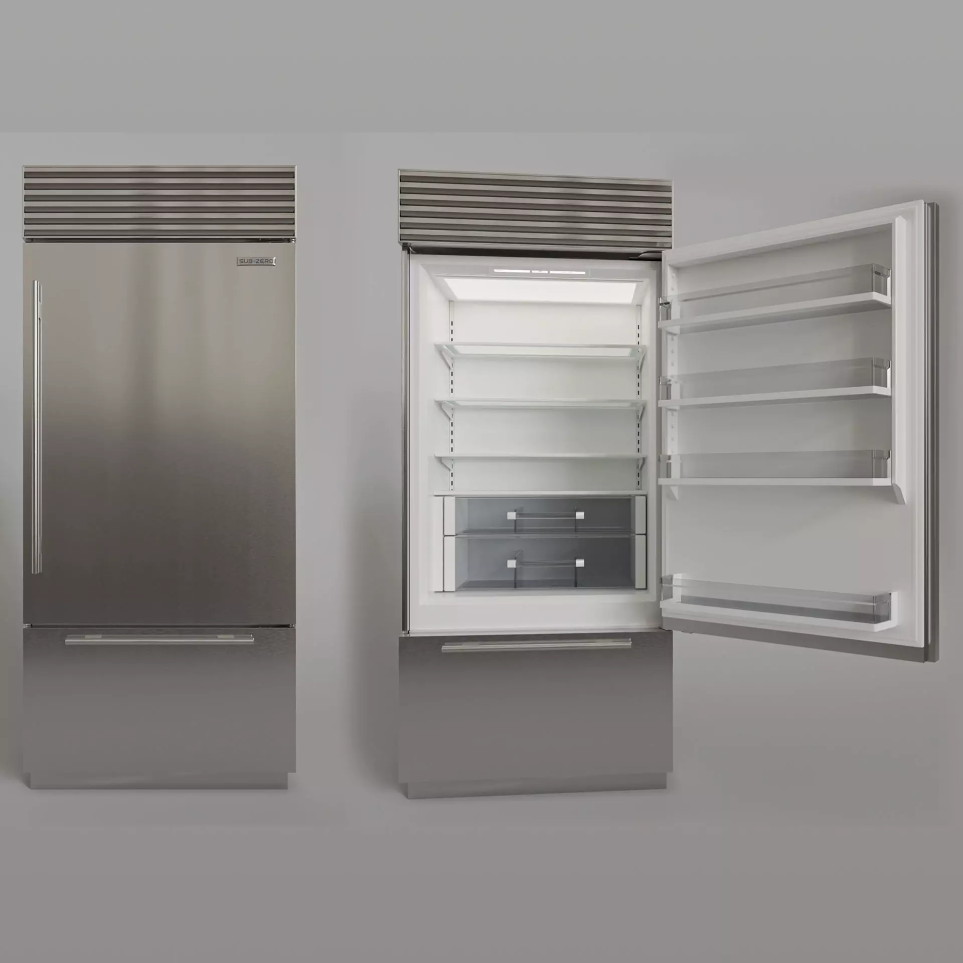 SUBZERO BI-36US Refrigerator- Freezer -With Interior 3D model_0