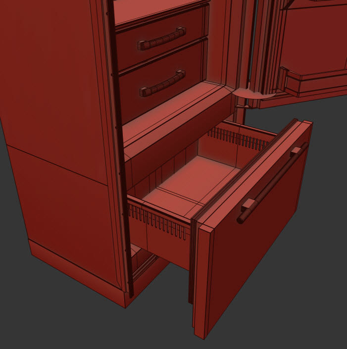 SUBZERO BI-36US Refrigerator- Freezer -With Interior 3D model_14