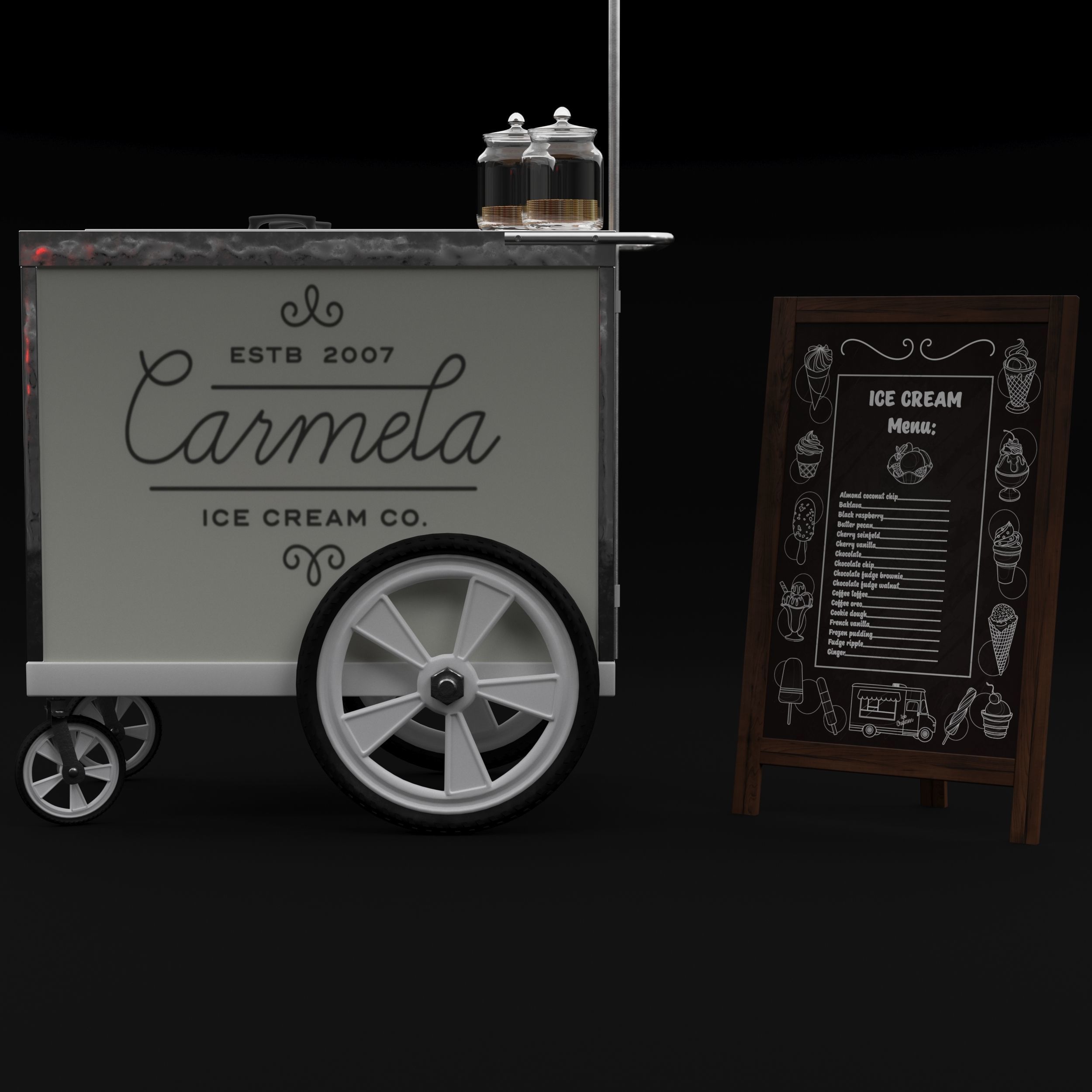 Food truck carmela Ice cream 2 3D model_4