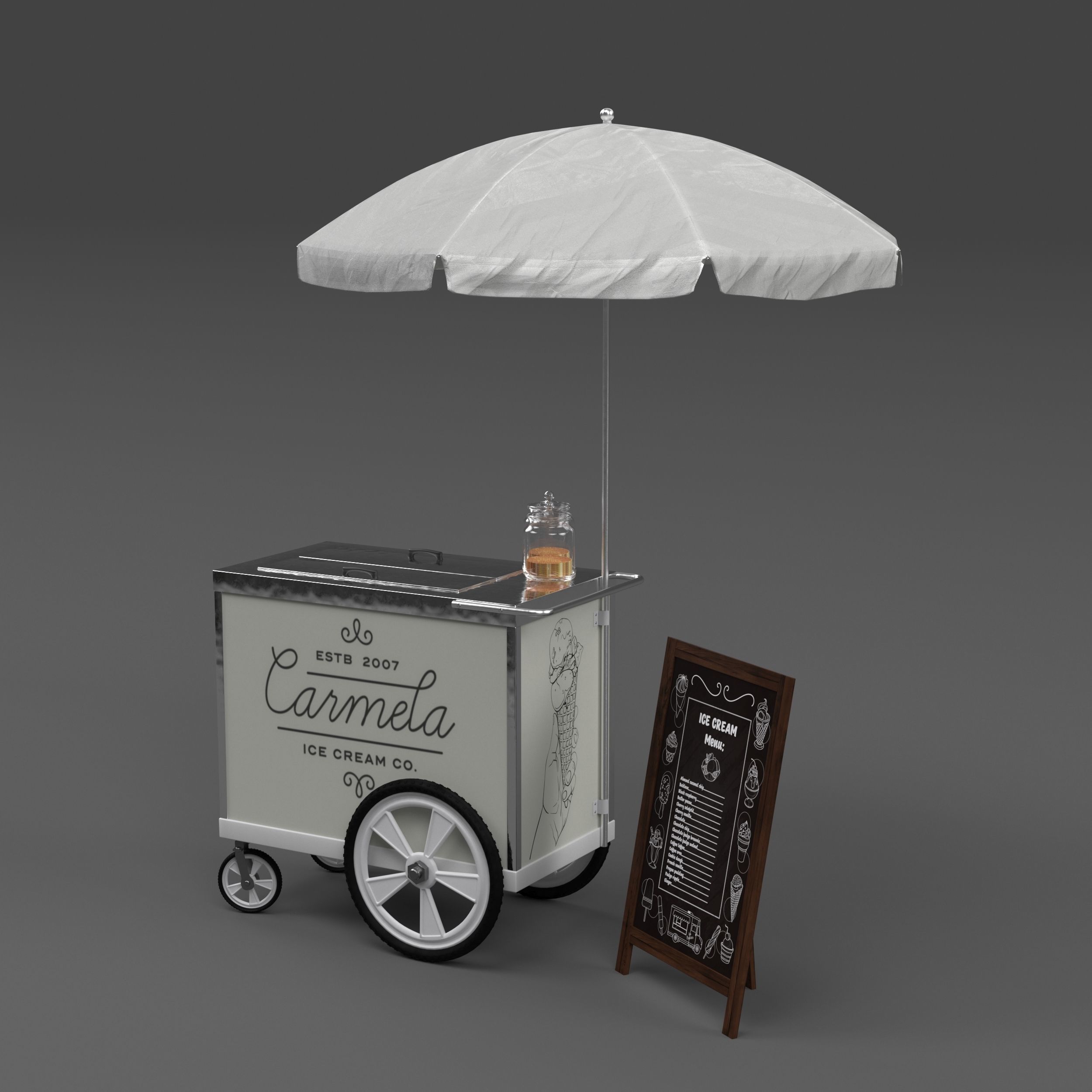 Food truck carmela Ice cream 2 3D model_2