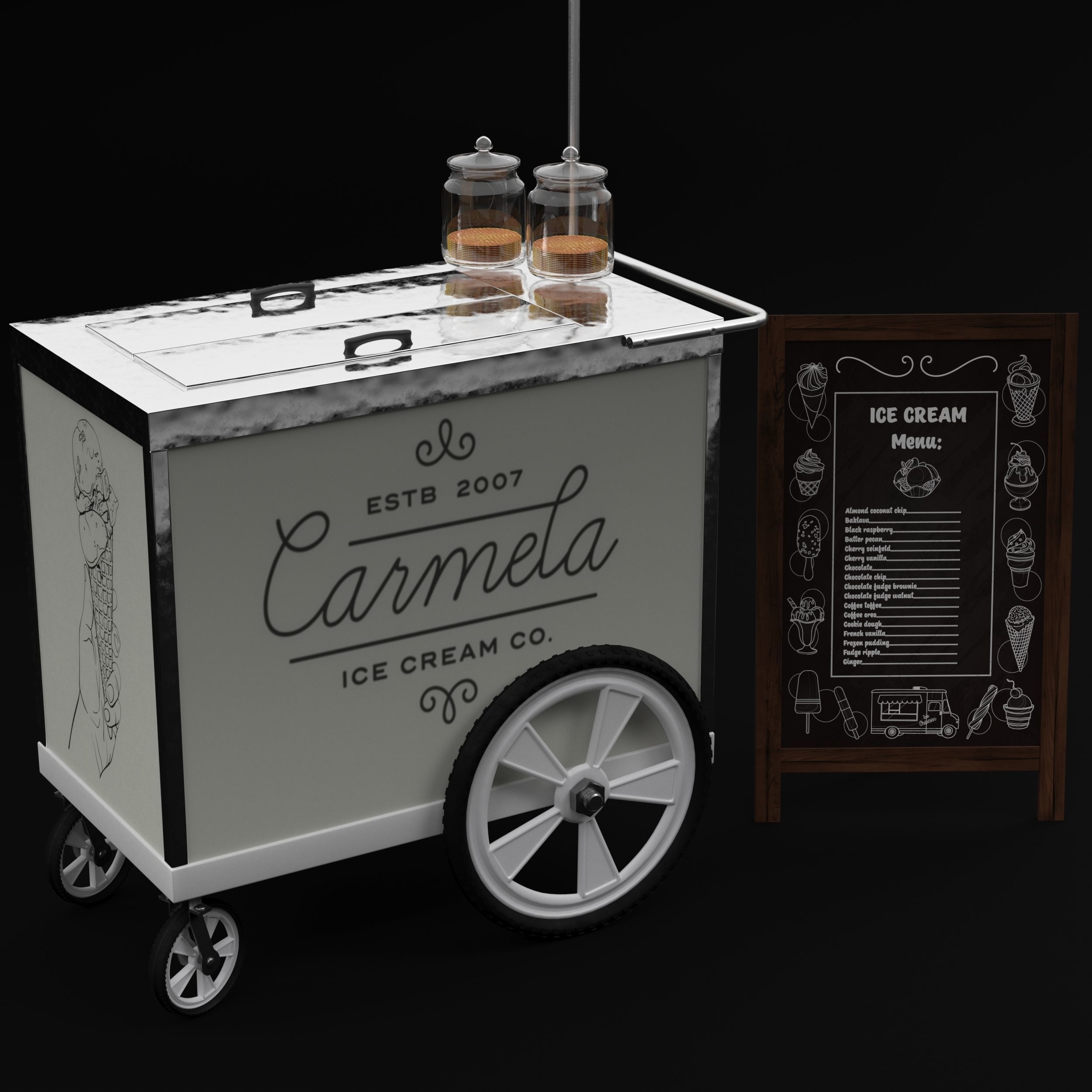 Food truck carmela Ice cream 2 3D model_11