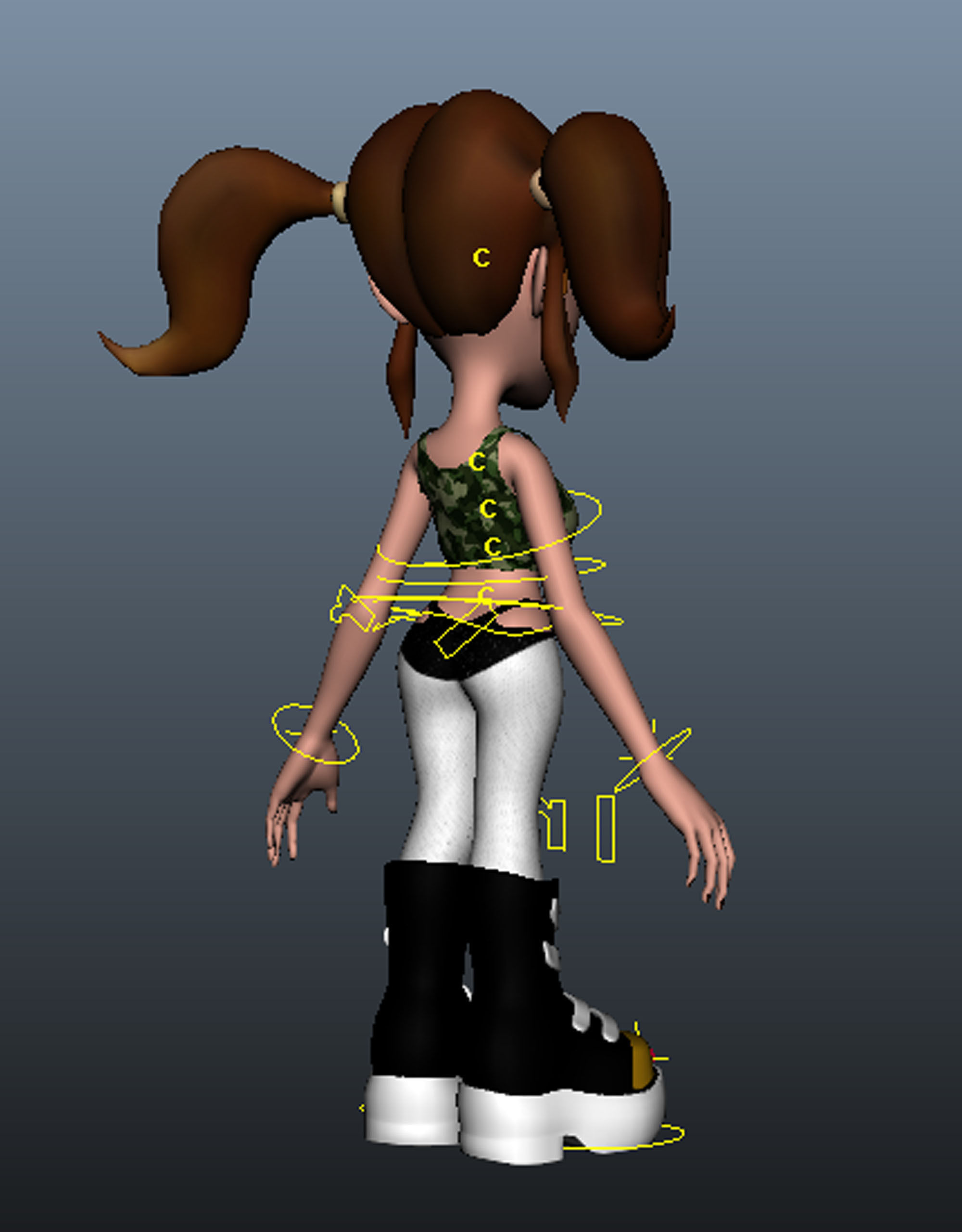 Jolisa cartoon girl with long hair and sneakers 3D model_4