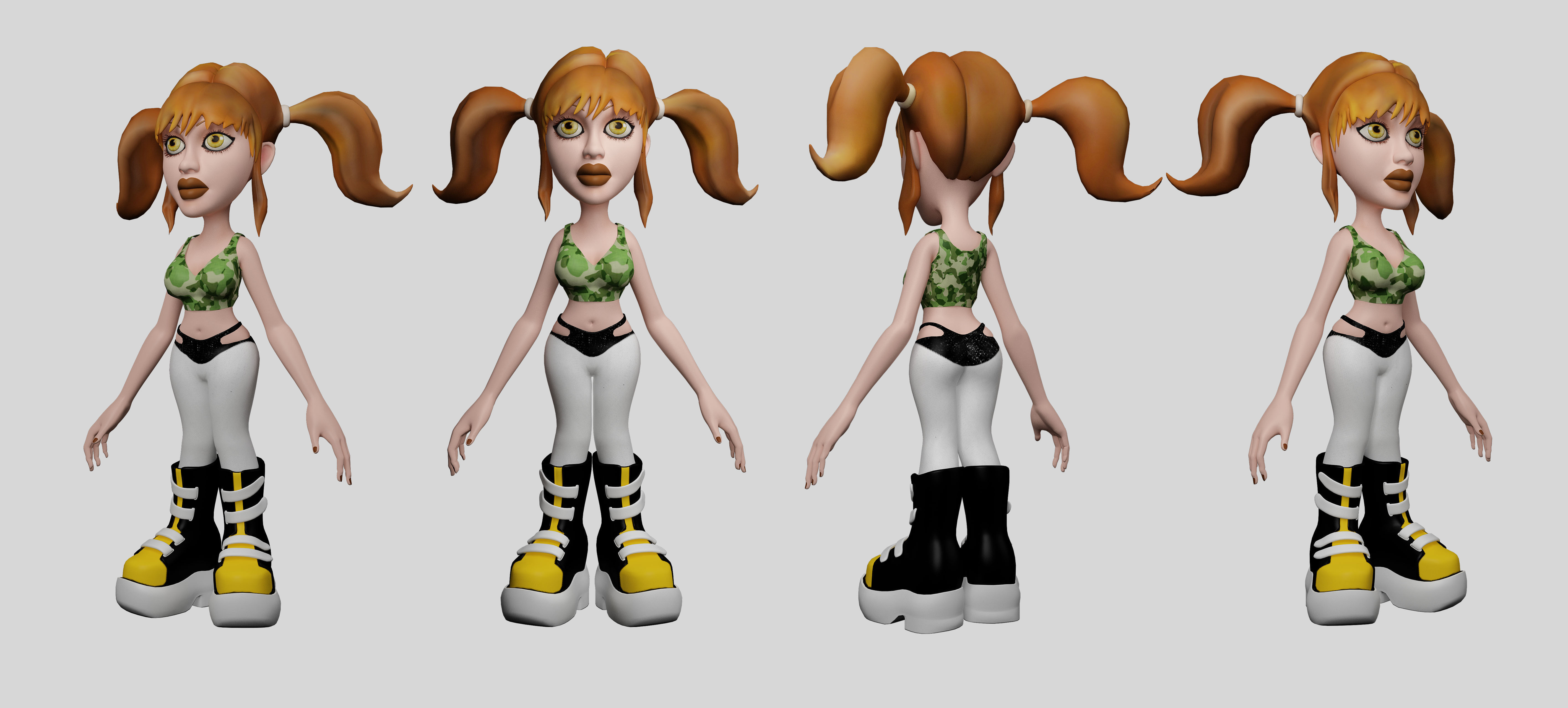 Jolisa cartoon girl with long hair and sneakers 3D model_3