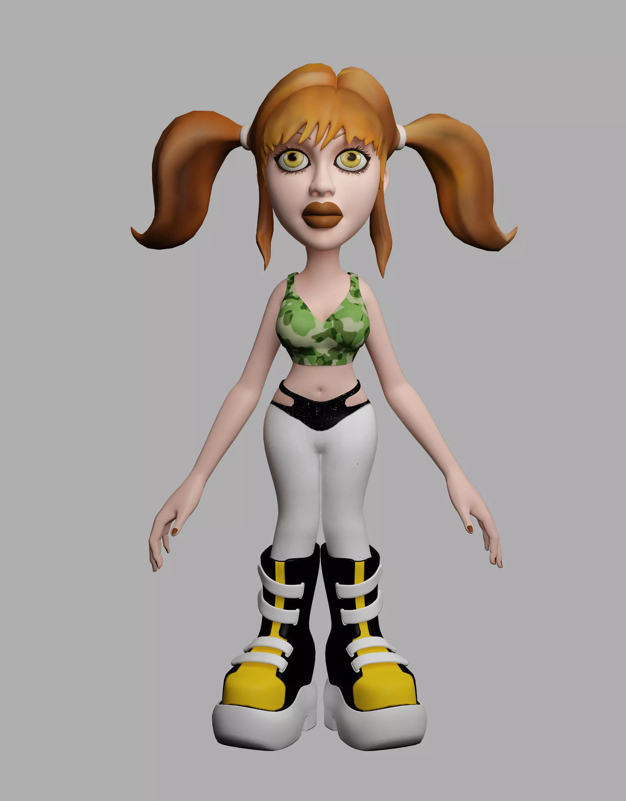 Jolisa cartoon girl with long hair and sneakers 3D model_0