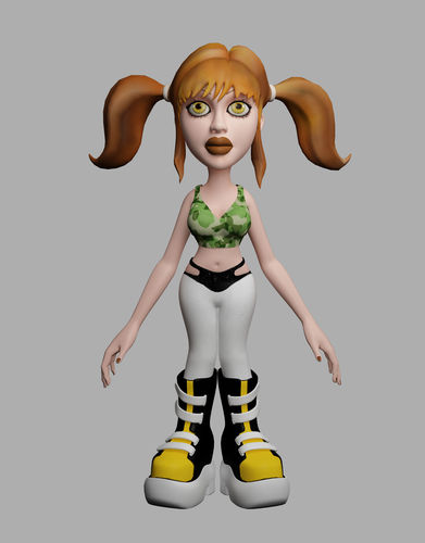 Jolisa cartoon girl with long hair and sneakers 3D model
