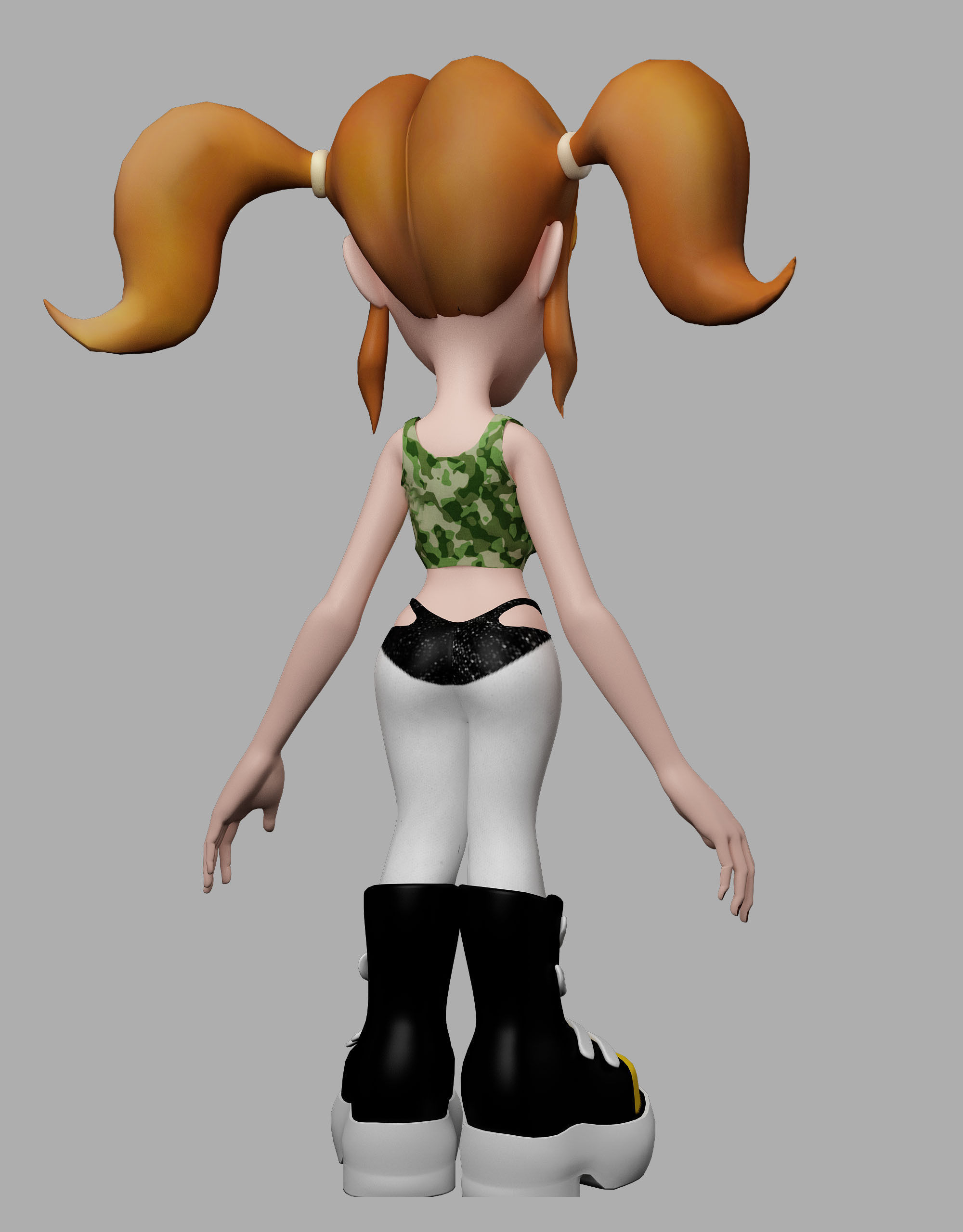 Jolisa cartoon girl with long hair and sneakers 3D model_2