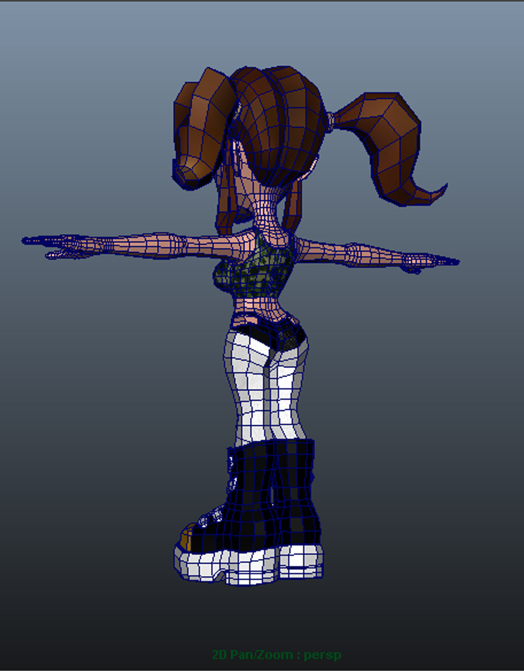 Jolisa cartoon girl with long hair and sneakers 3D model_6