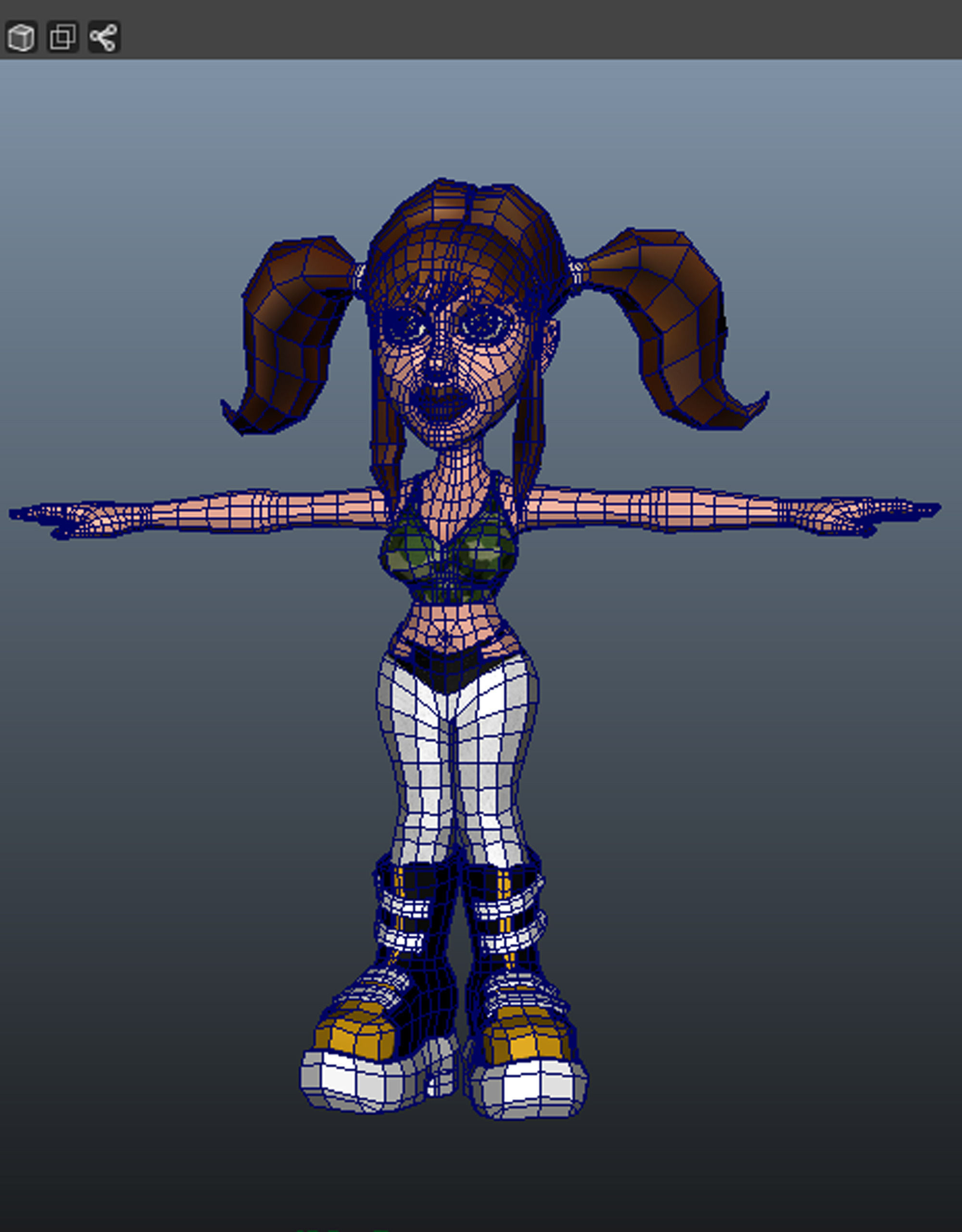 Jolisa cartoon girl with long hair and sneakers 3D model_7