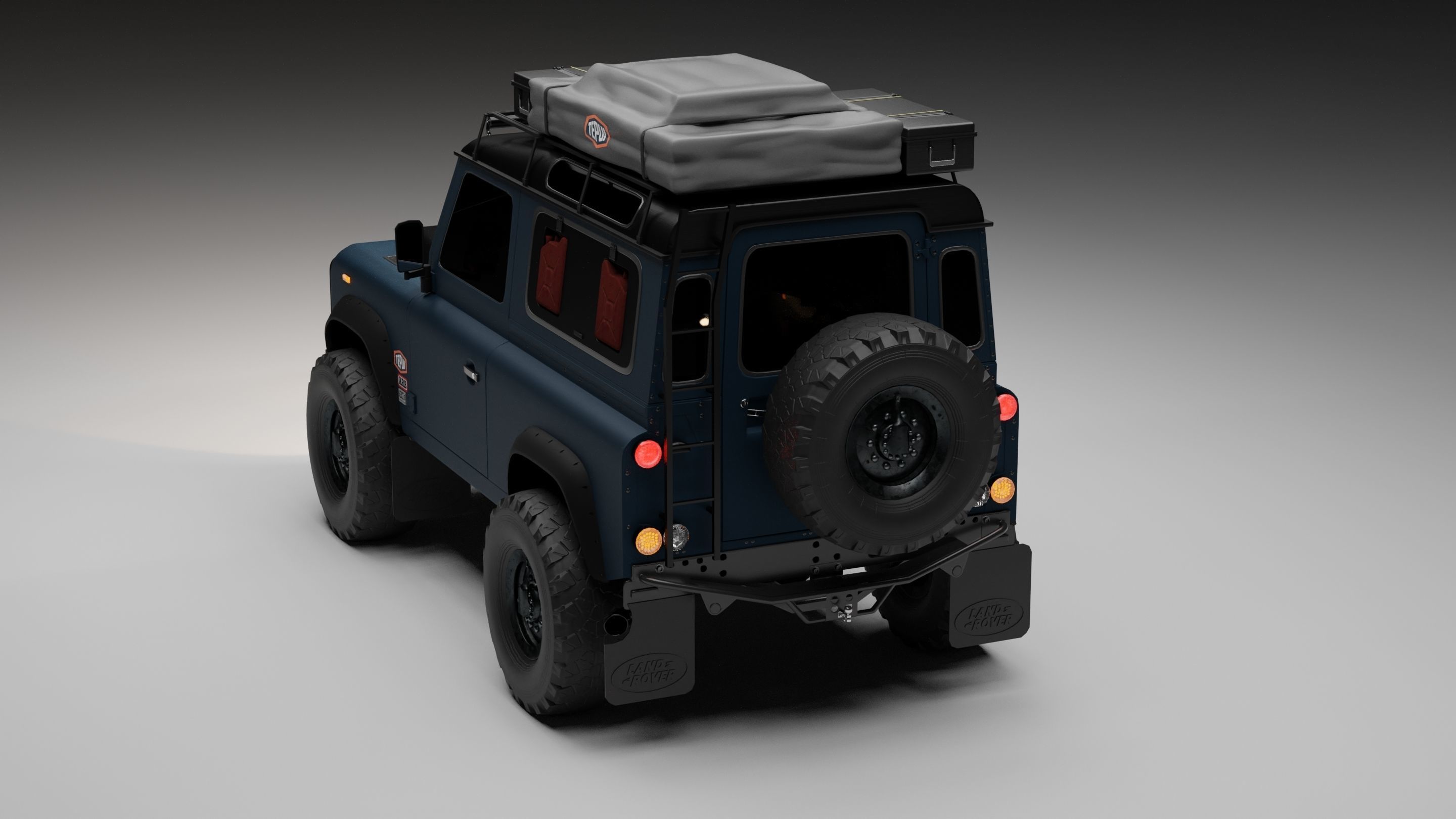 1990s Land Rover Defender D90 Overland build 3D model_2