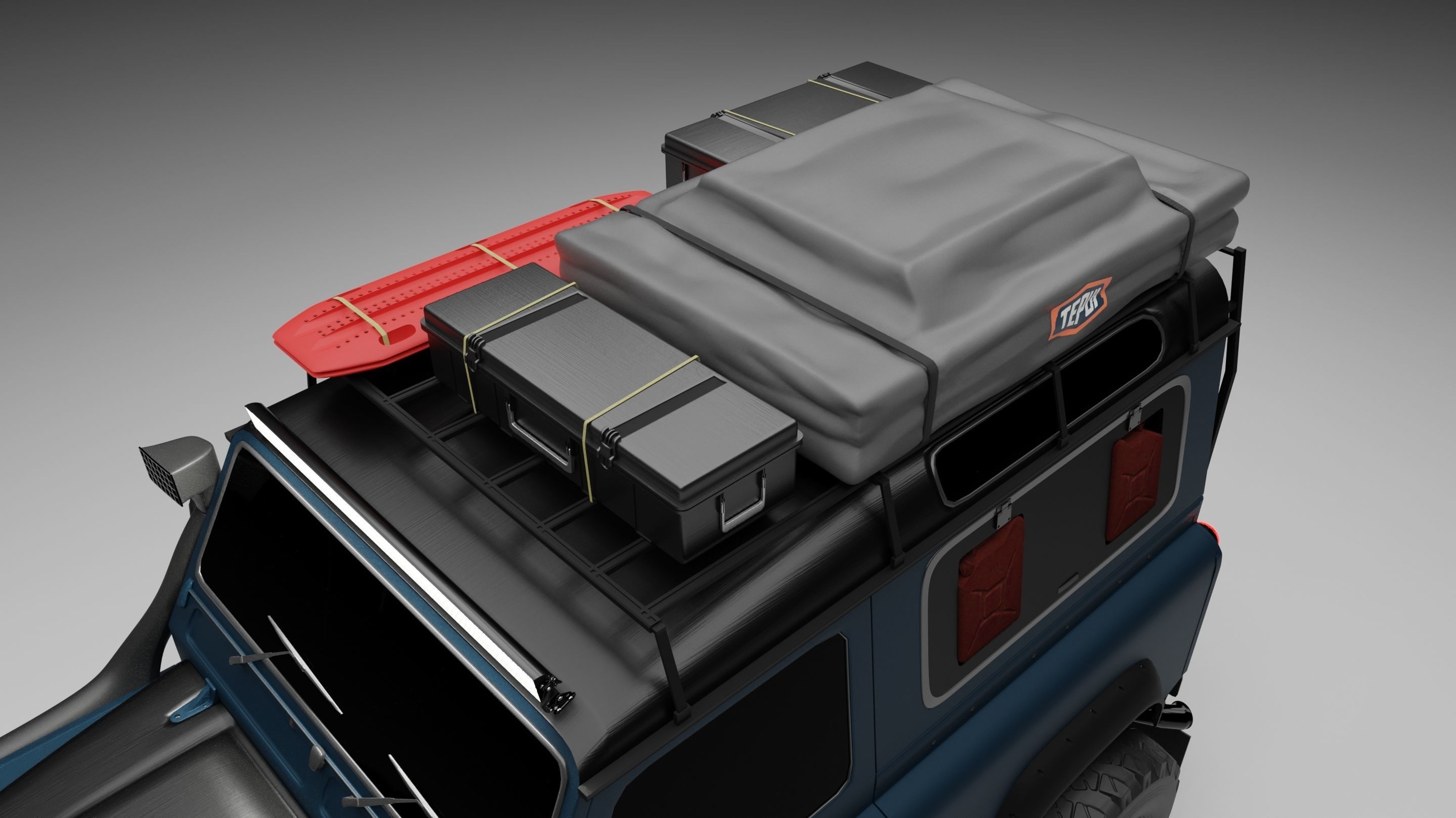 1990s Land Rover Defender D90 Overland build 3D model_4