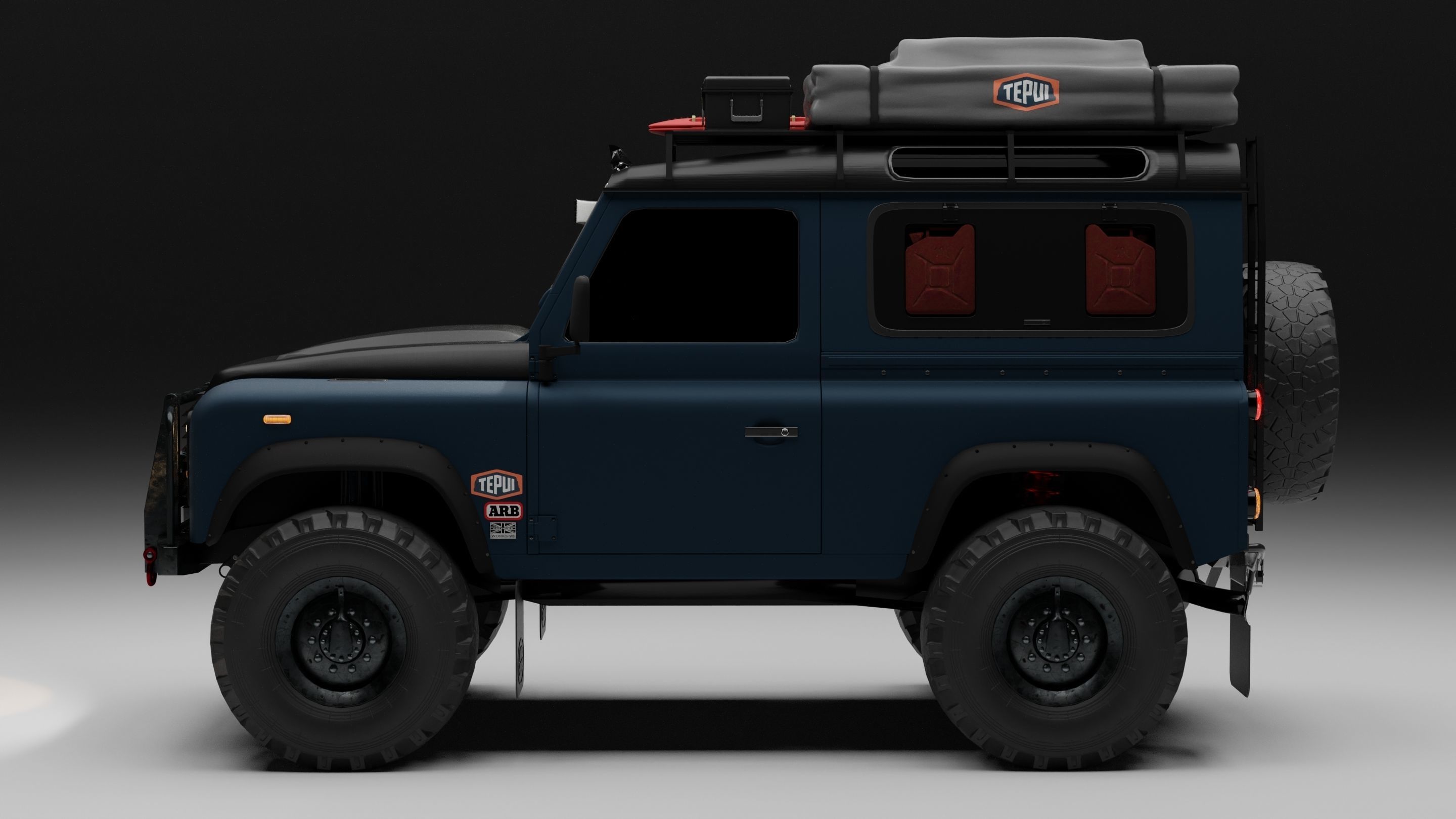1990s Land Rover Defender D90 Overland build 3D model_5