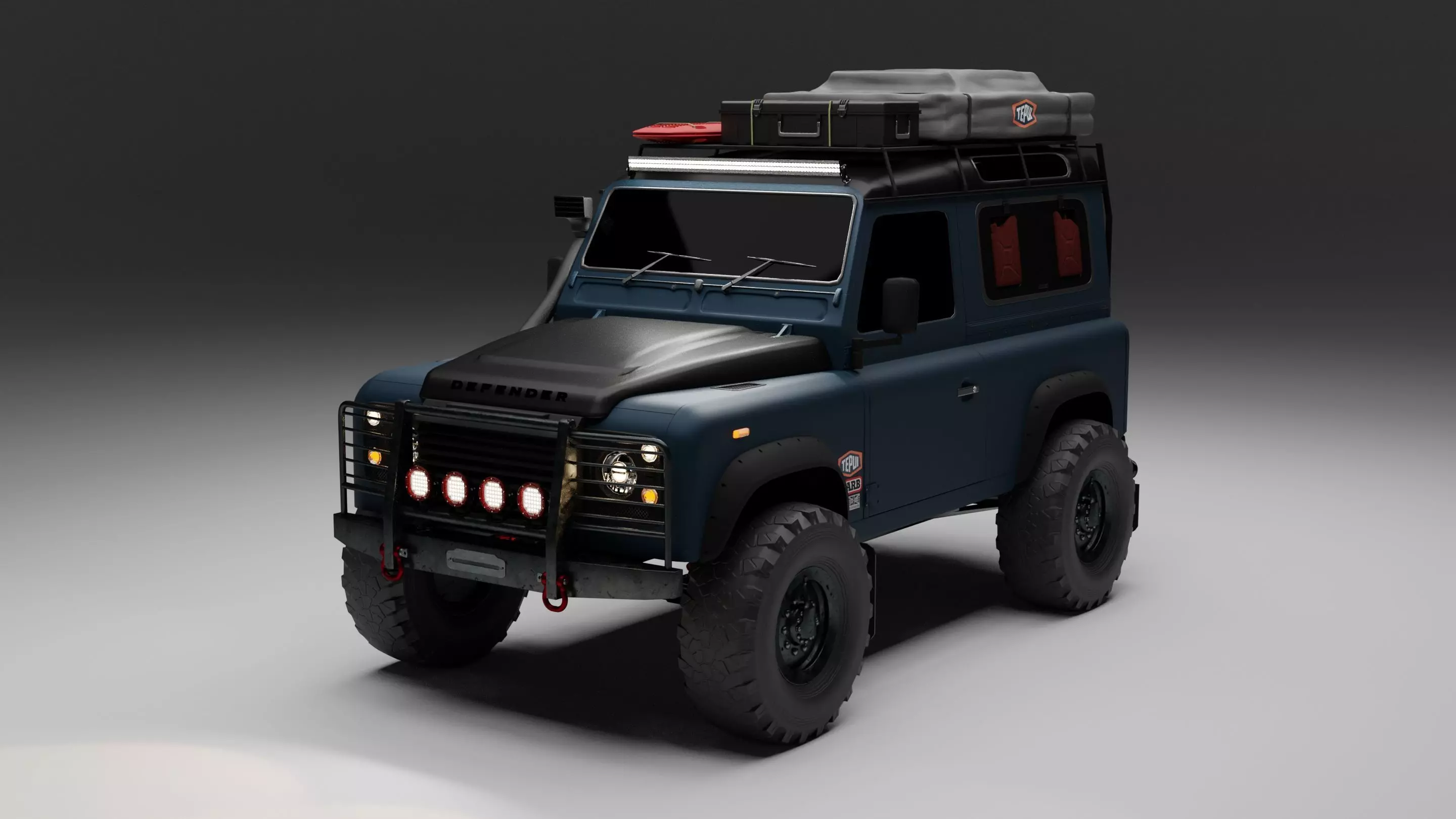 1990s Land Rover Defender D90 Overland build 3D model_0