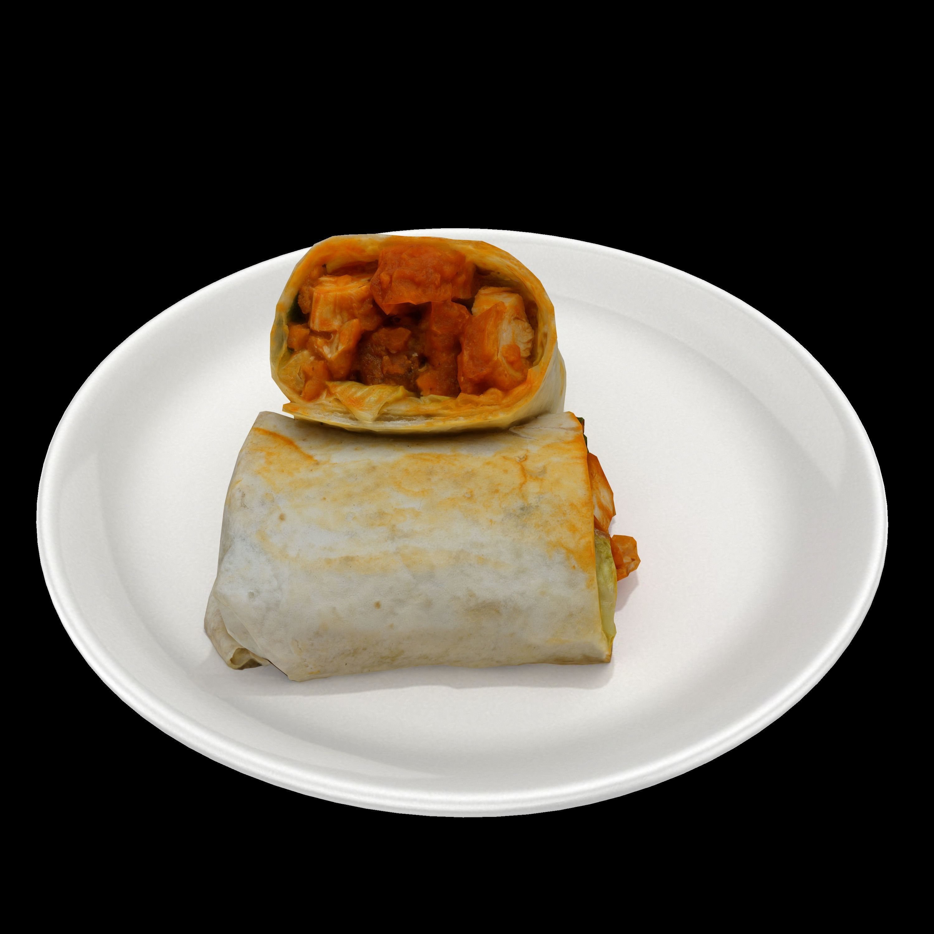 shawarma Low-poly 3D model burrito on plate Low-poly 3D model_4