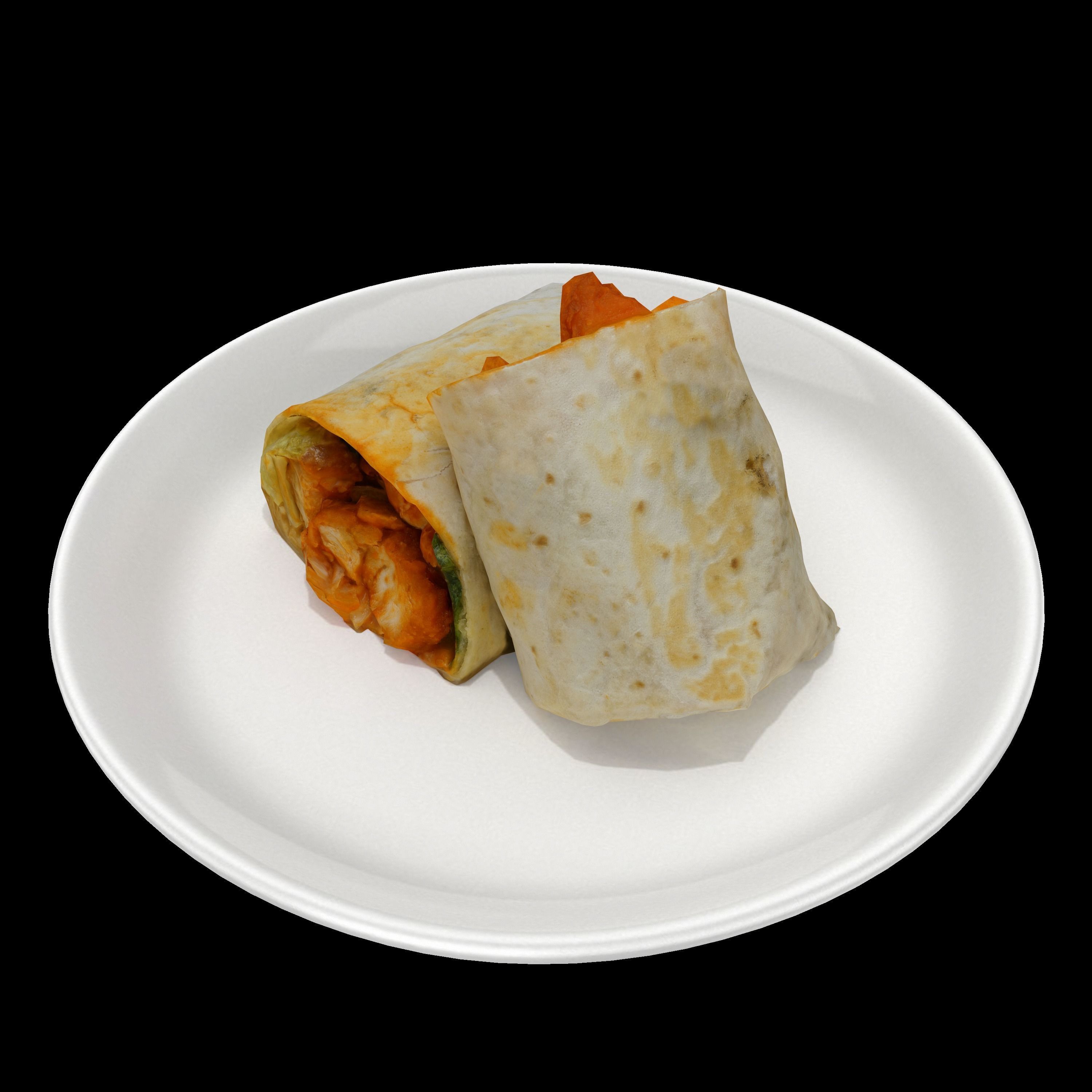 shawarma Low-poly 3D model burrito on plate Low-poly 3D model_2