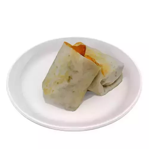shawarma Low-poly 3D model burrito on plate Low-poly 3D model