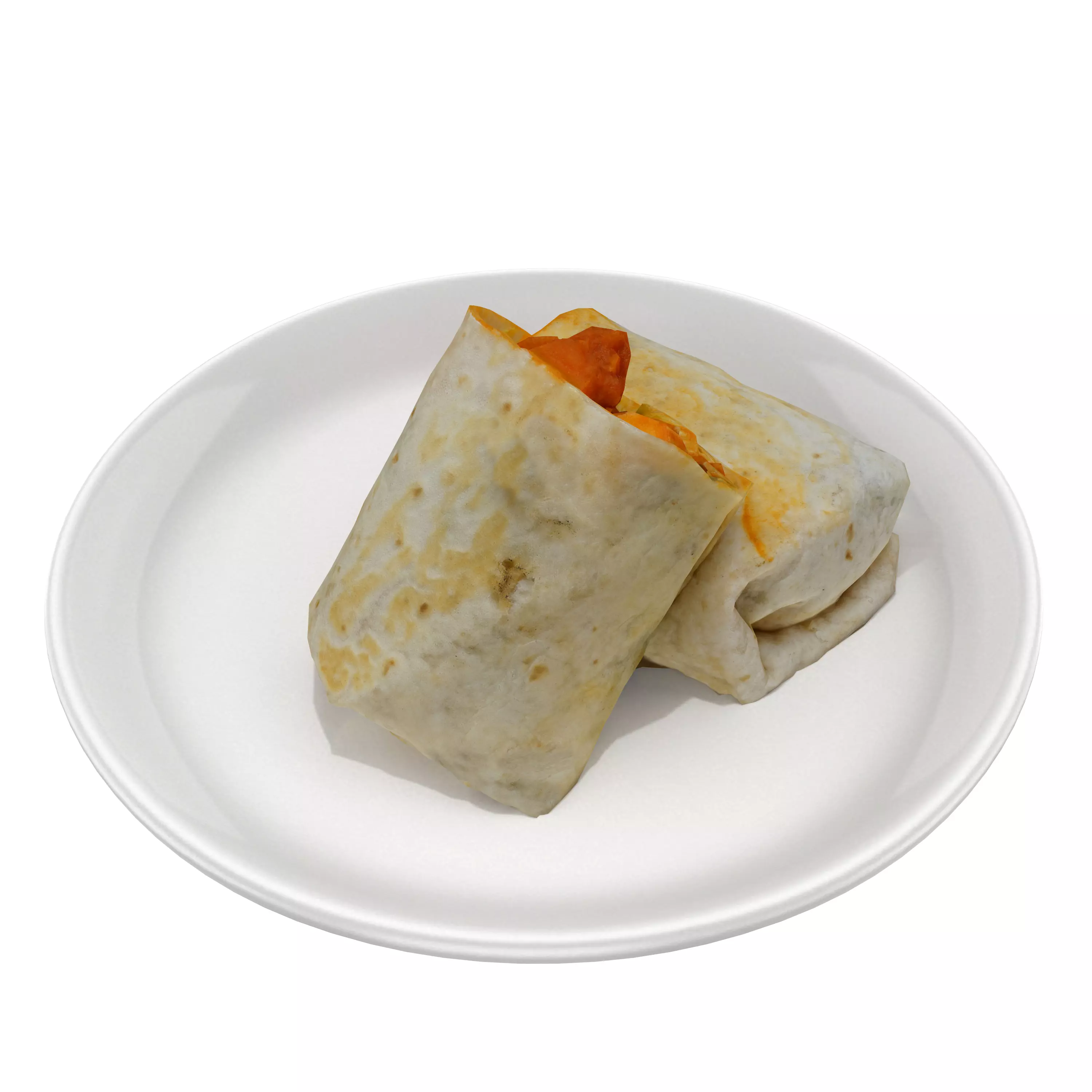 shawarma Low-poly 3D model burrito on plate Low-poly 3D model_0