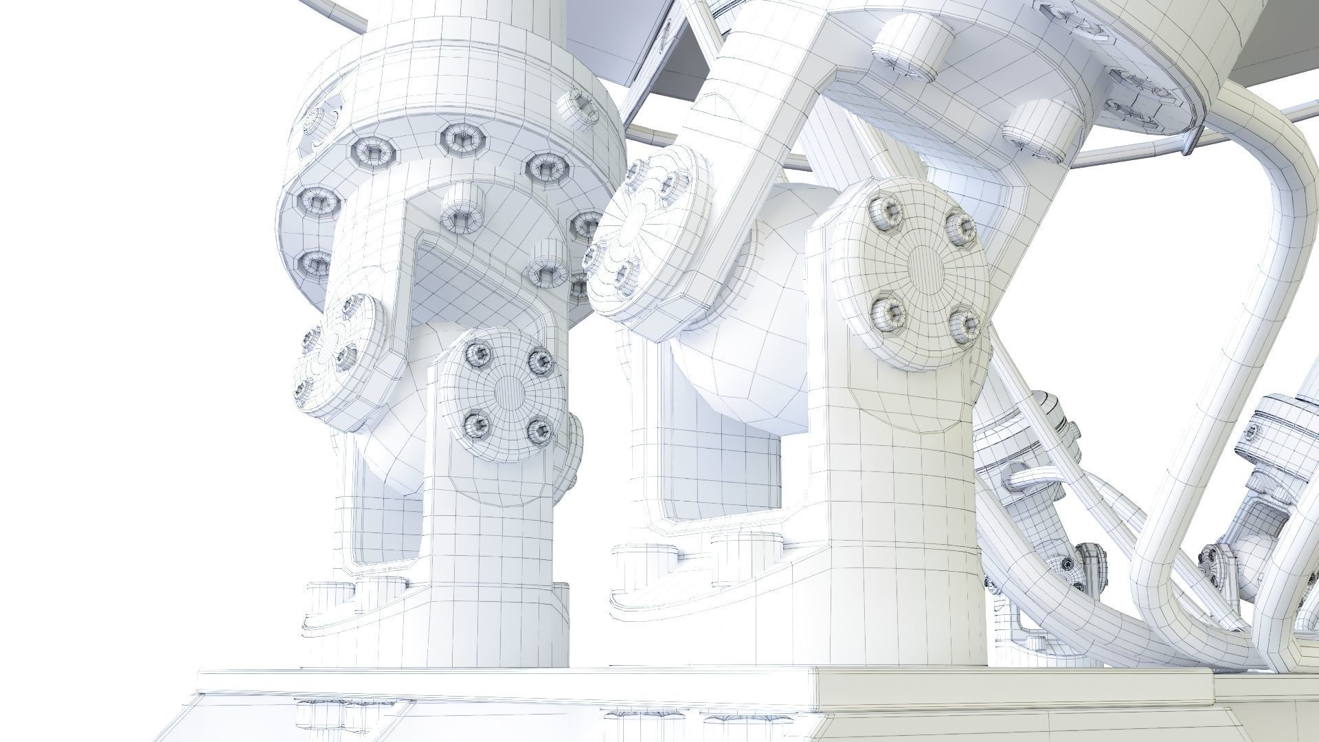 Satelite Dish on Hexapod Platform  3D model_17