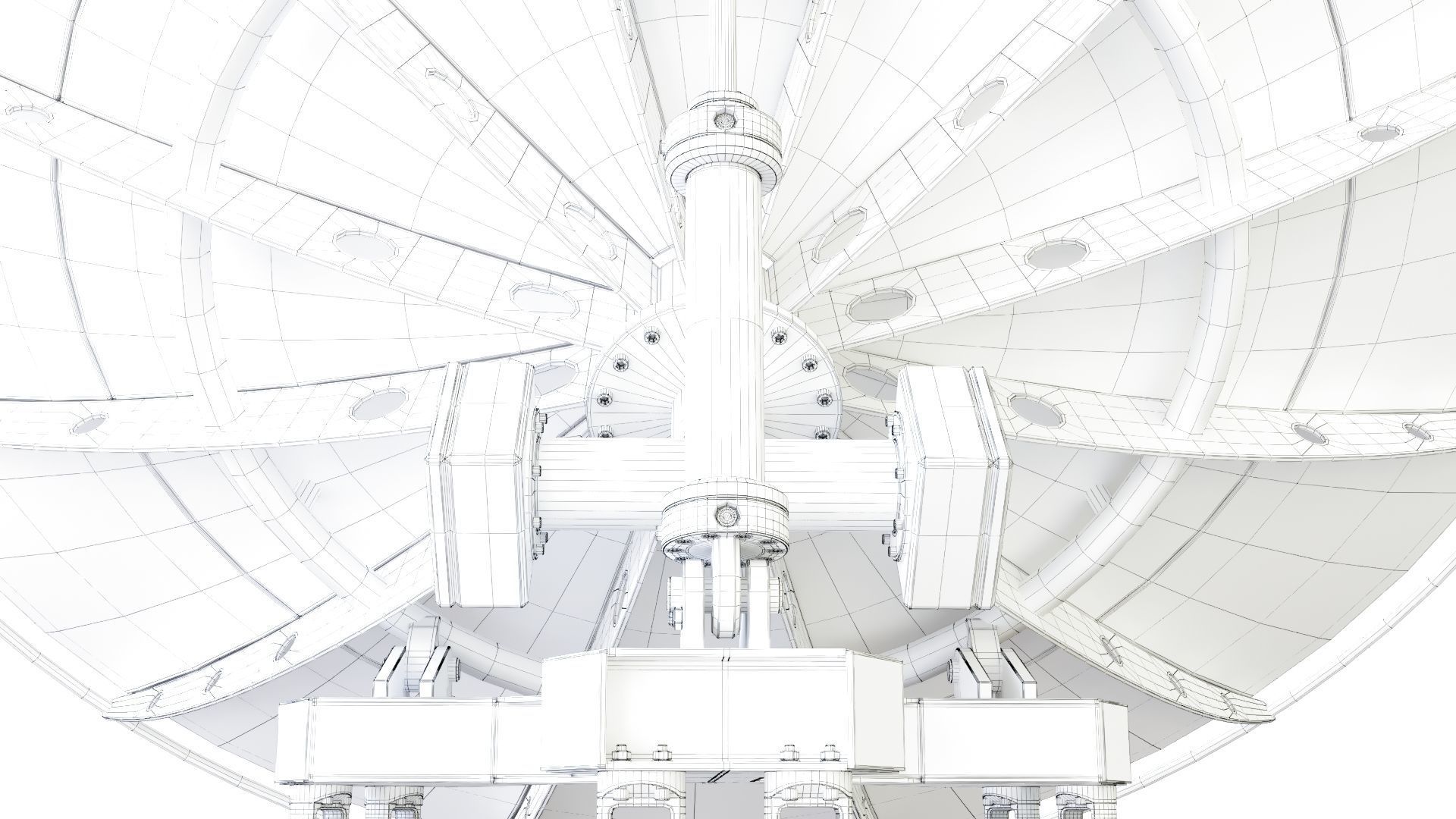 Satelite Dish on Hexapod Platform  3D model_16