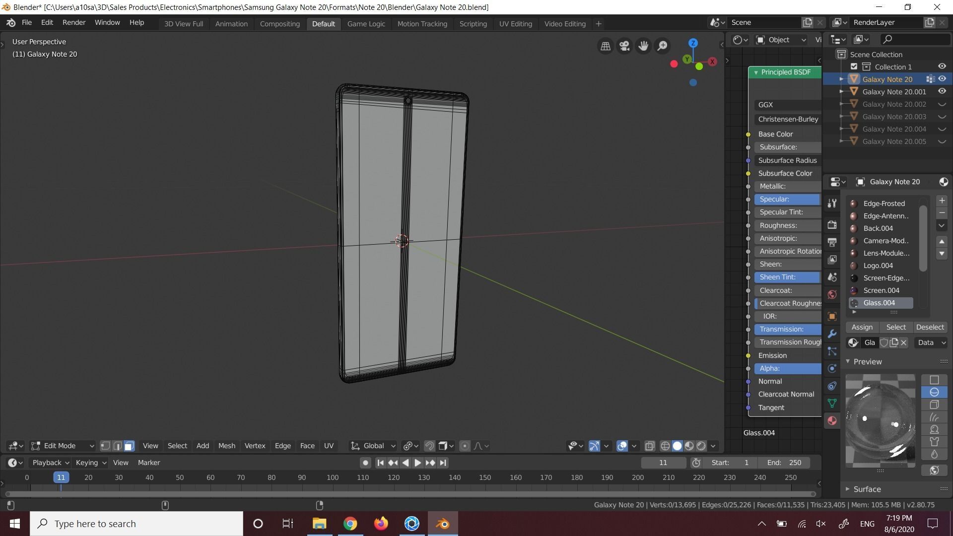 Samsung Galaxy Note 20 and Note 20 Ultra In Official Colors 3D Model Collection_12