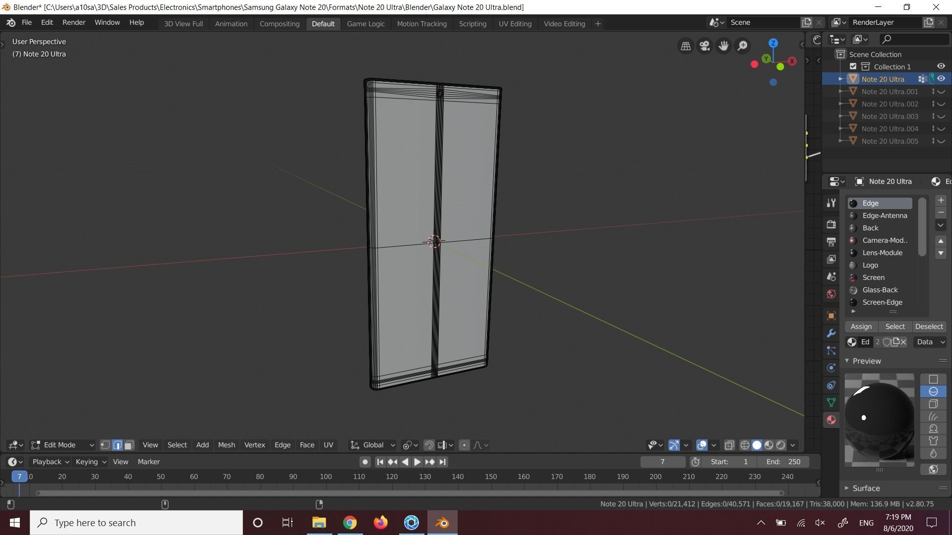 Samsung Galaxy Note 20 and Note 20 Ultra In Official Colors 3D Model Collection_14