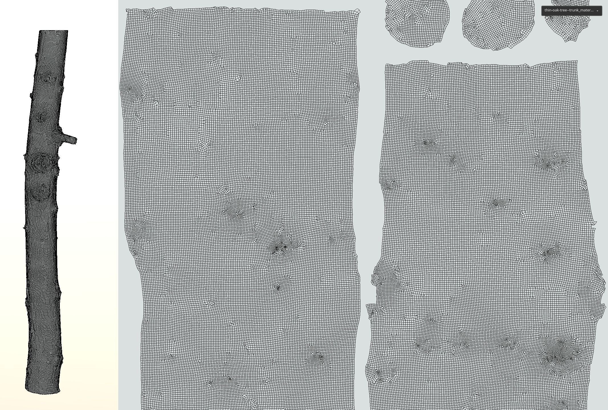 Thin oak tree trunk Low-poly 3D model_19