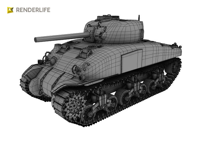 Sherman Tank M4A1 3D model_1