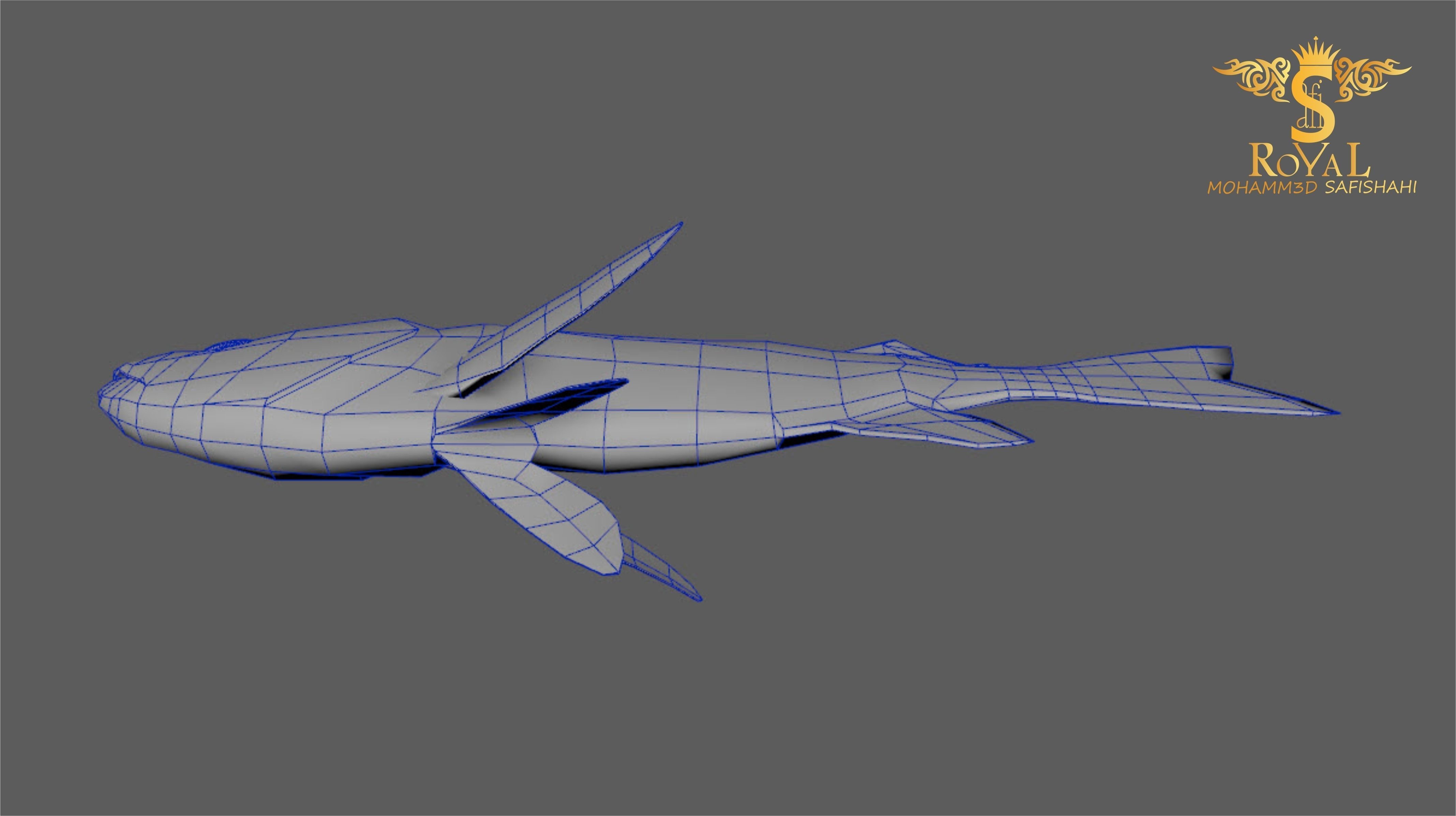 Animated Black Rock Fish - Loop Animation with 1160 Frames Low-poly 3D model_10