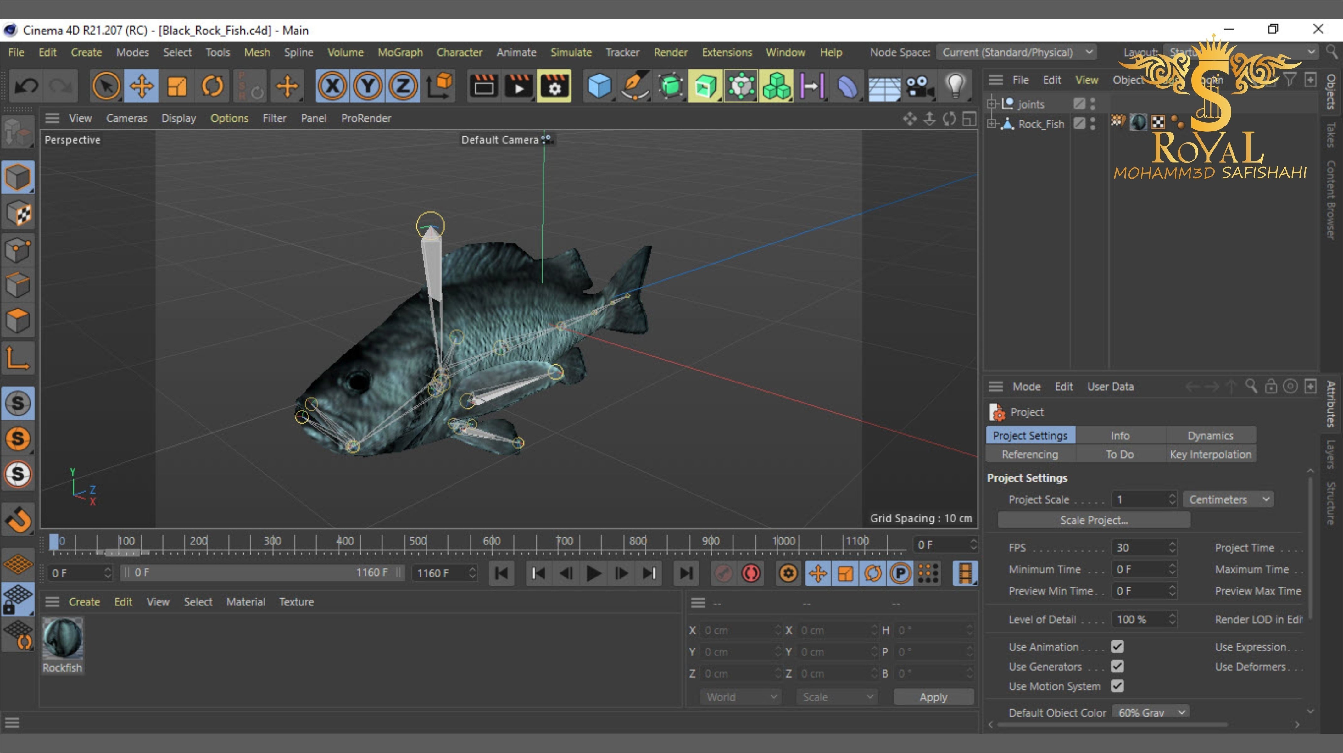 Animated Black Rock Fish - Loop Animation with 1160 Frames Low-poly 3D model_12