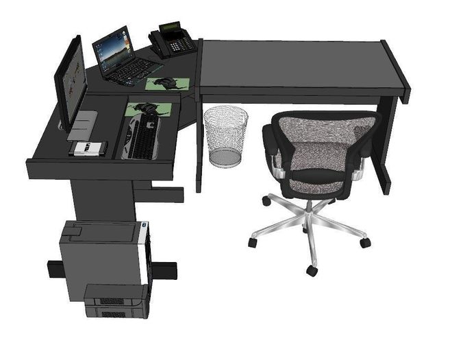 office table 3D Model animated SKP  CGTrader.com
