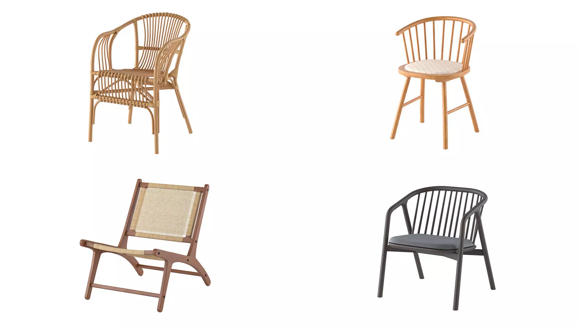 Set of 4 chair - pack 1 3D model_0