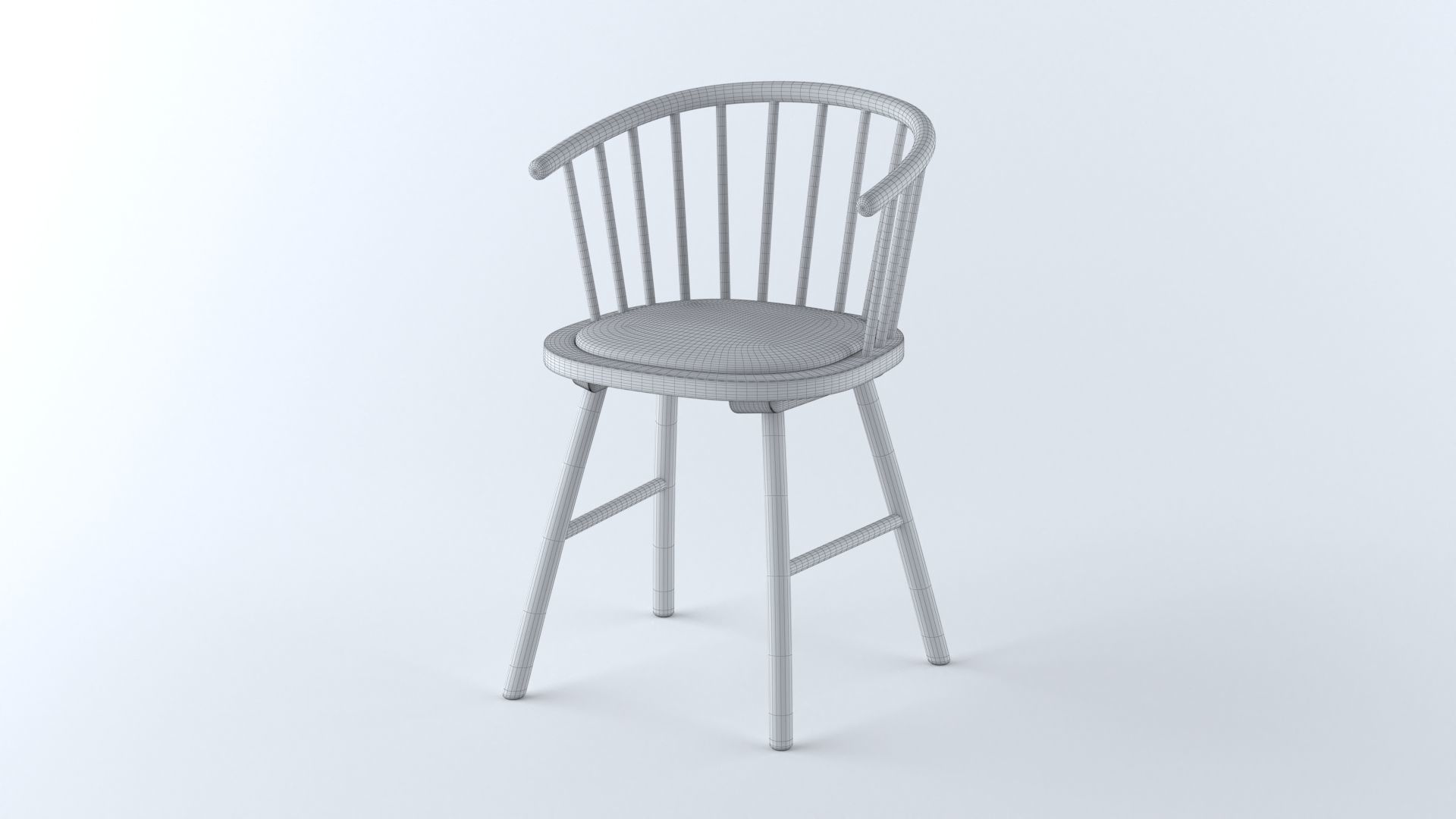 Set of 4 chair - pack 1 3D model_4