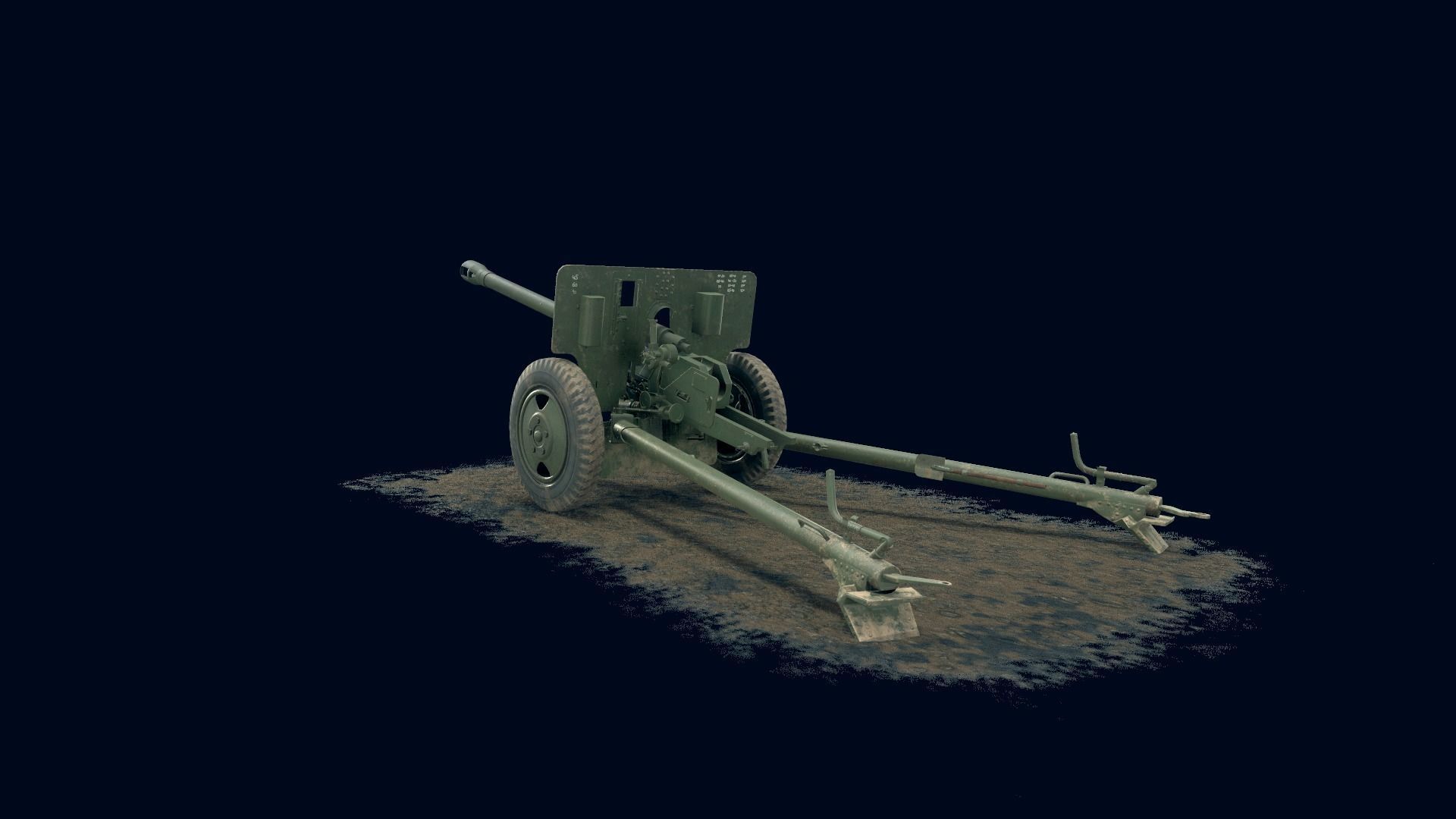 ZIS-3 Game Ready cannon Low-poly 3D model_2