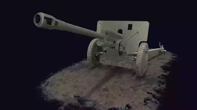 ZIS-3 Game Ready cannon Low-poly 3D model