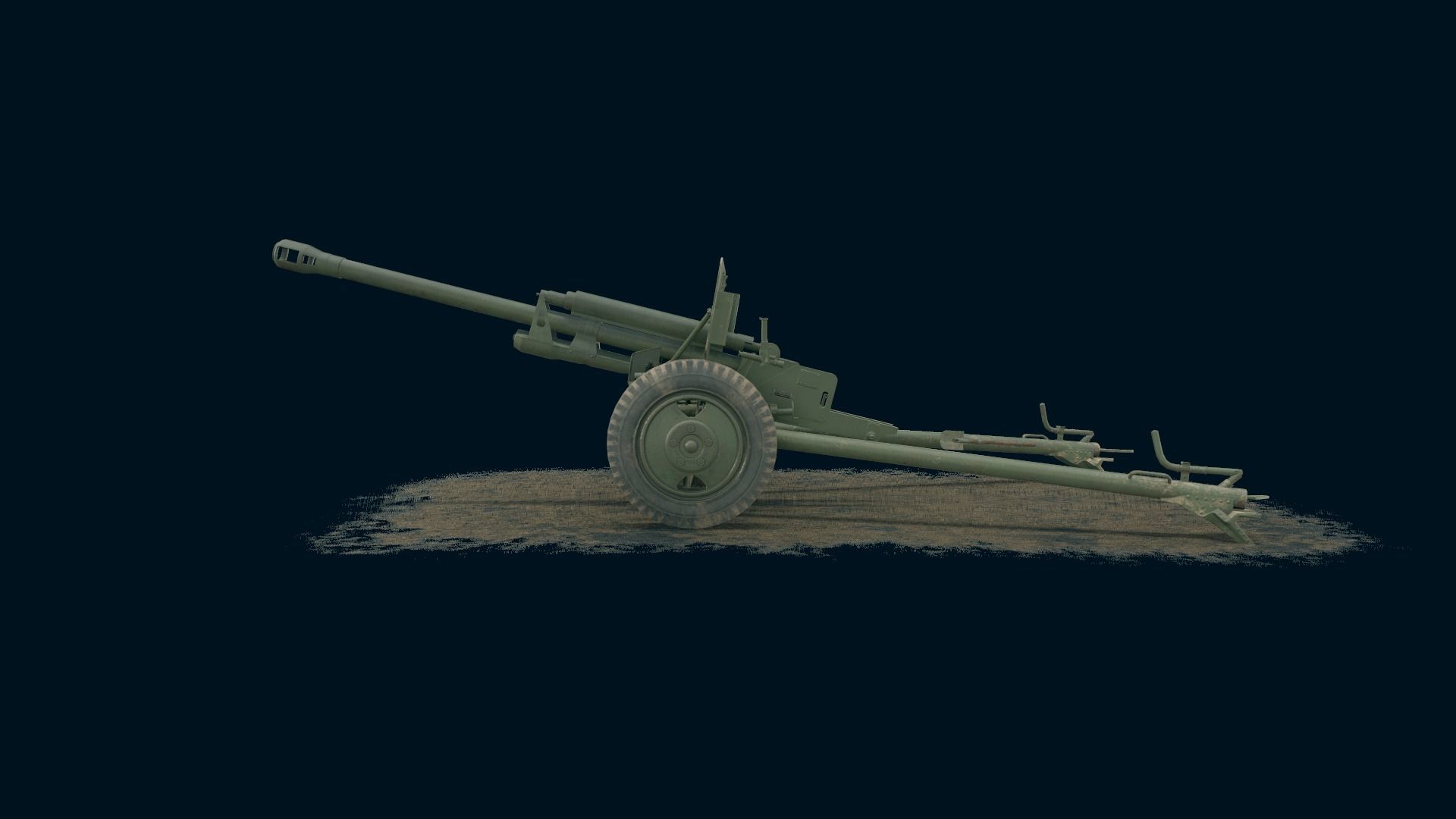 ZIS-3 Game Ready cannon Low-poly 3D model_3