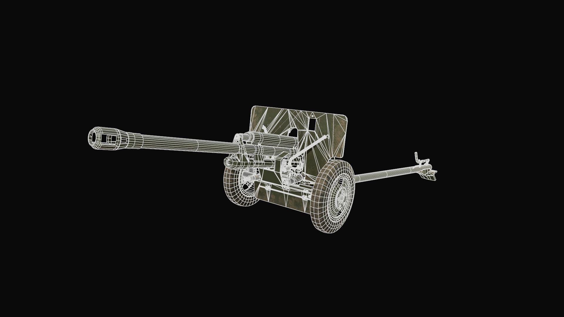 ZIS-3 Game Ready cannon Low-poly 3D model_4