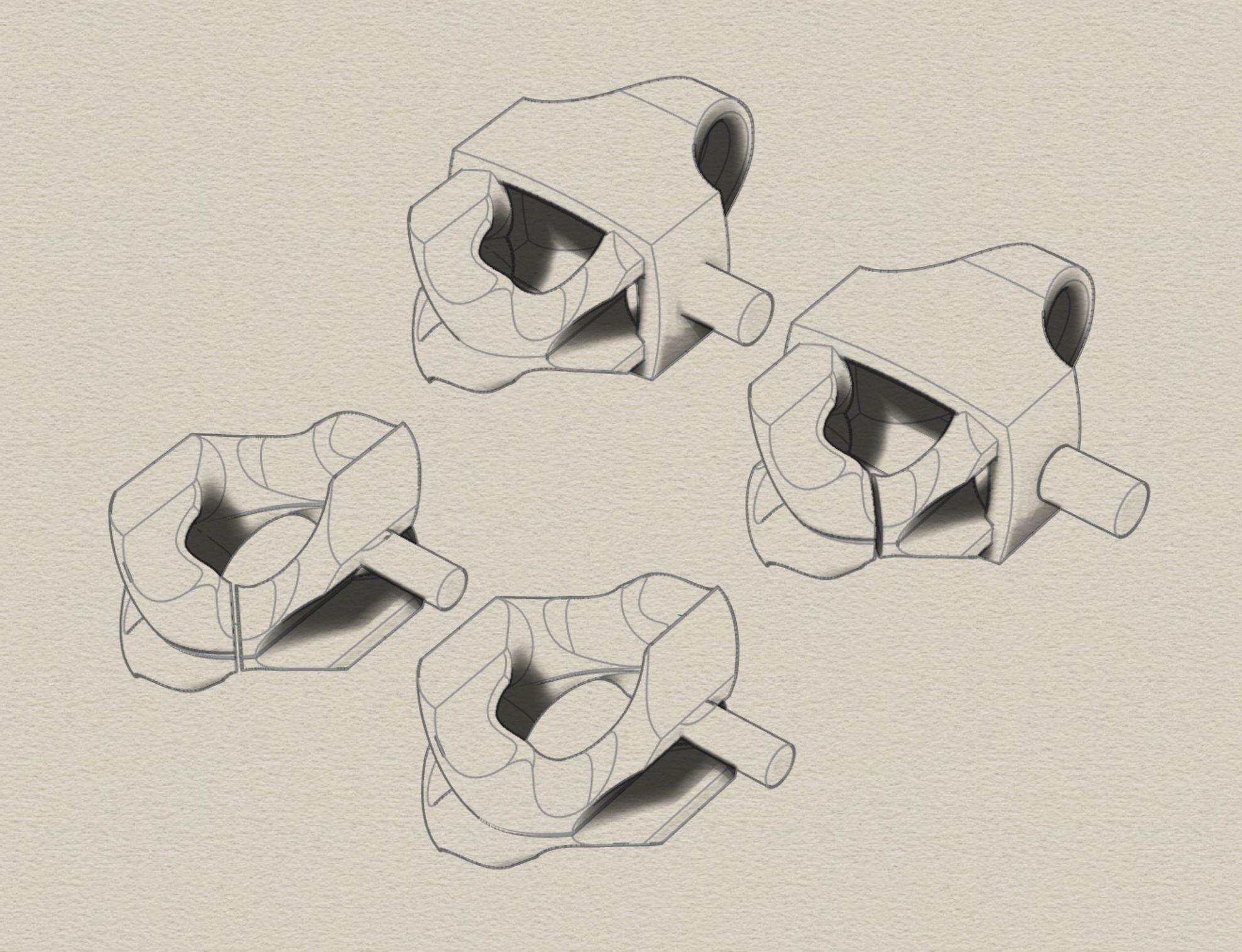 twin cuban chain Stl 3D model_8