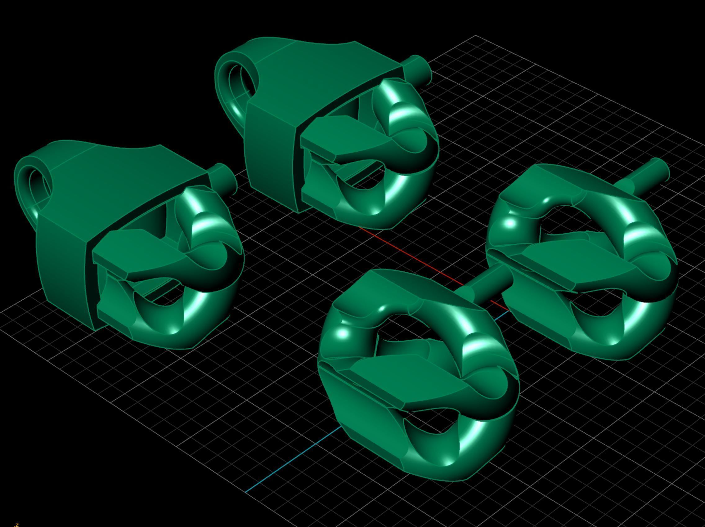 twin cuban chain Stl 3D model_10