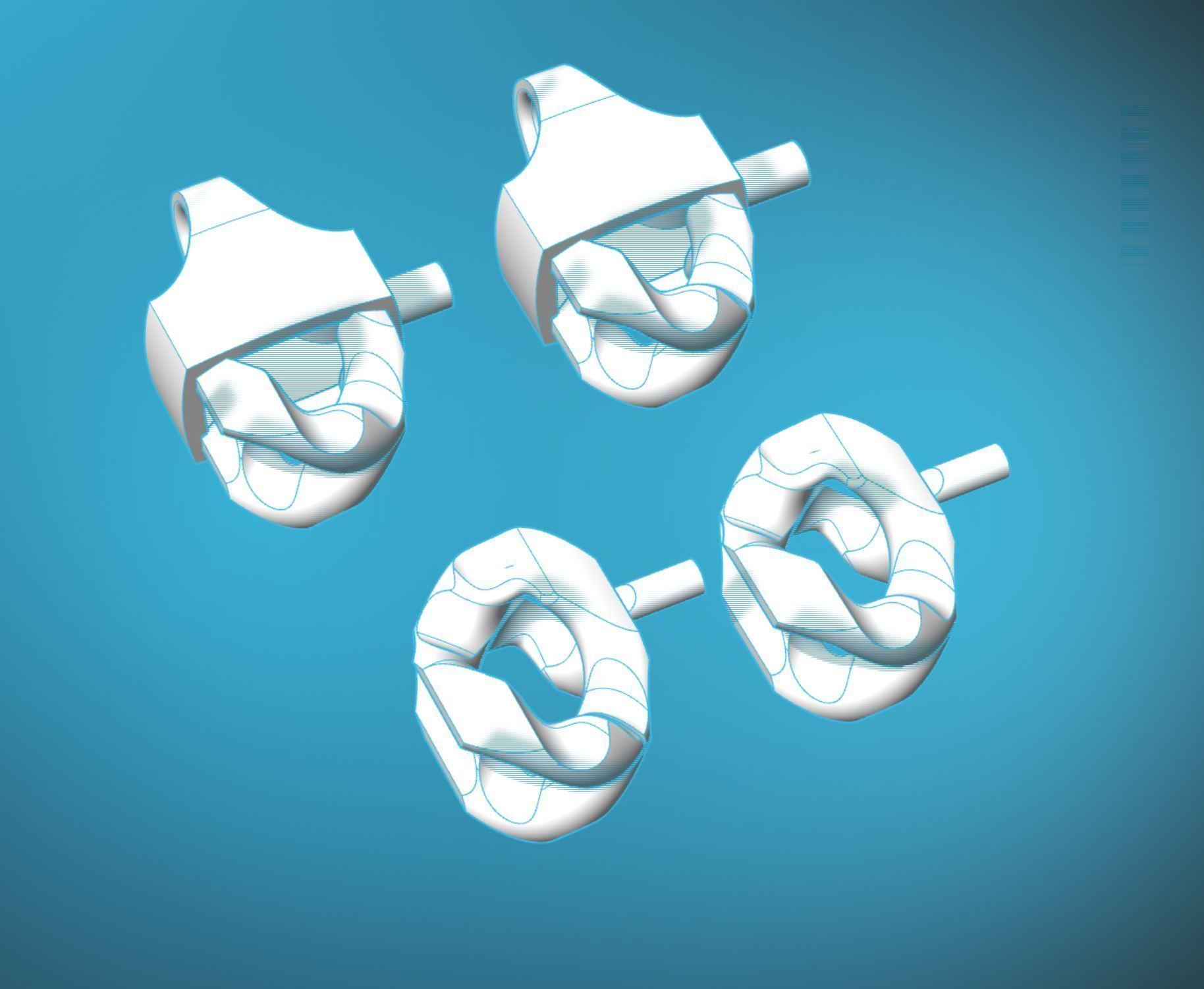 twin cuban chain Stl 3D model_9