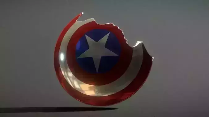 Captain America Broken Shield Low-poly 3D model