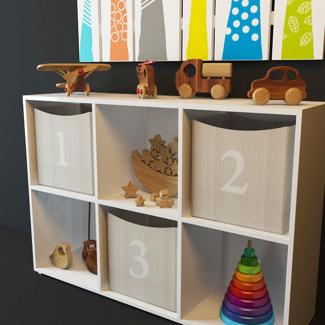 Toy set baby boy nursery wall art 3D model_2