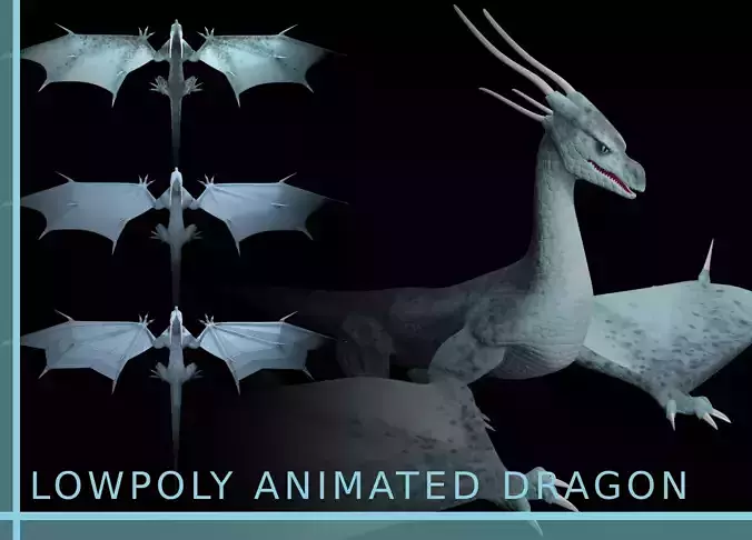 LowPoly Flying Sky Dragon Low-poly 3D model