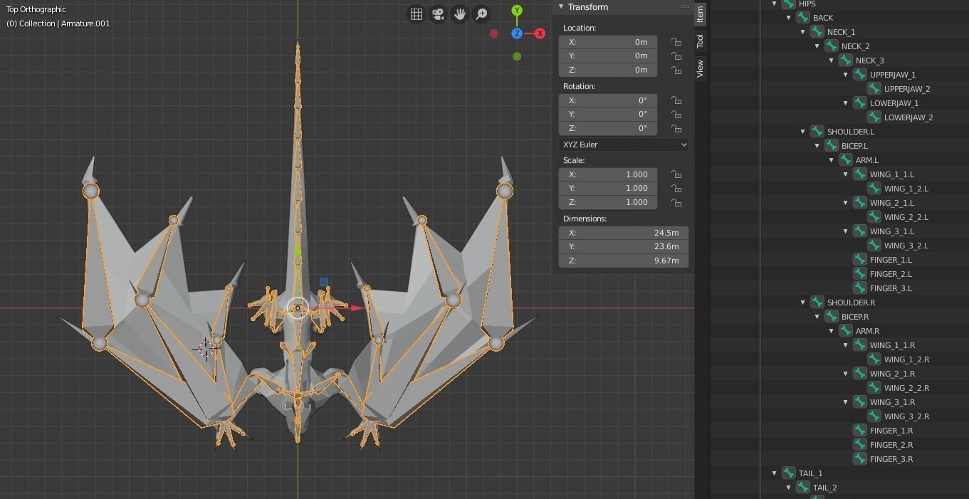 LowPoly Flying Sky Dragon Low-poly 3D model_13