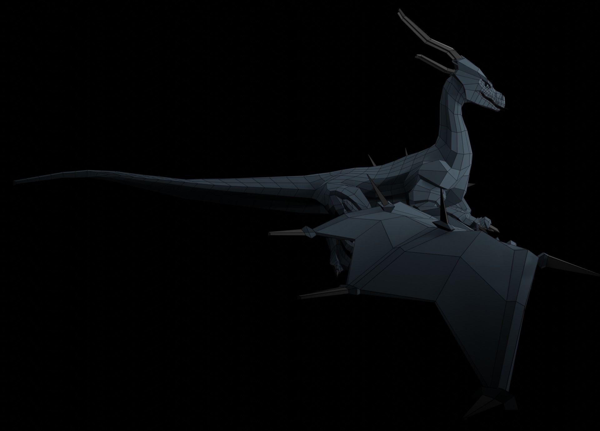 LowPoly Flying Sky Dragon Low-poly 3D model_8