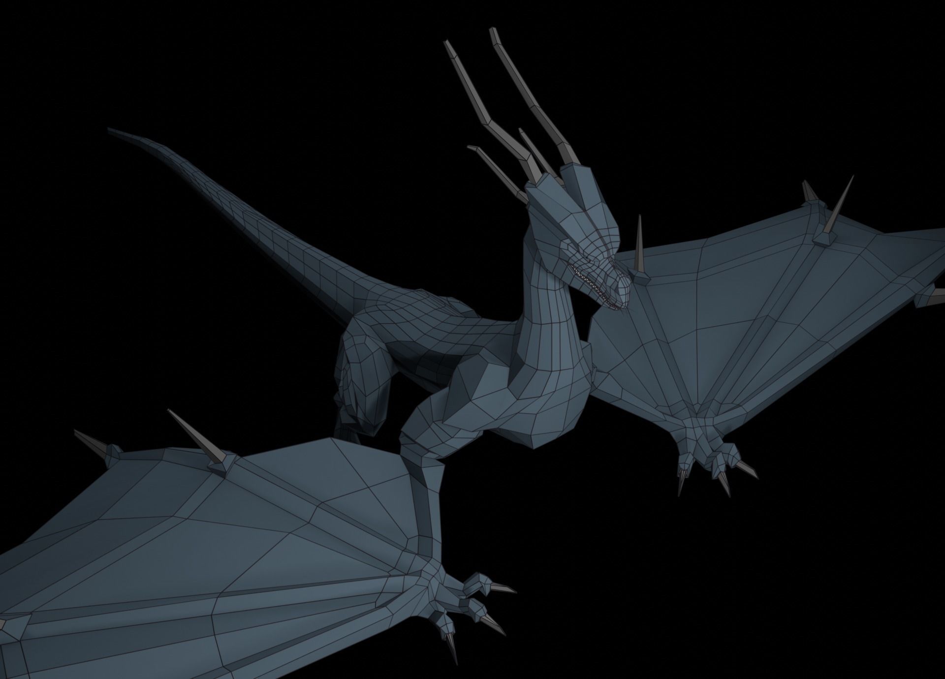 LowPoly Flying Sky Dragon Low-poly 3D model_11